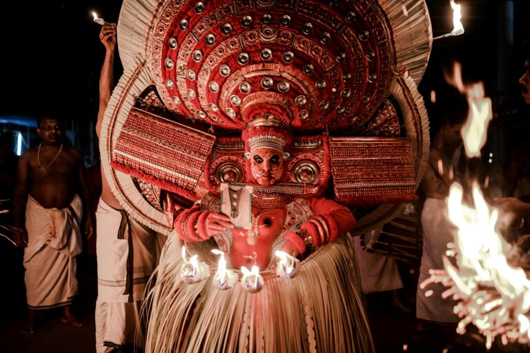 Person Dressed as a Hindu Deity during a Ritual